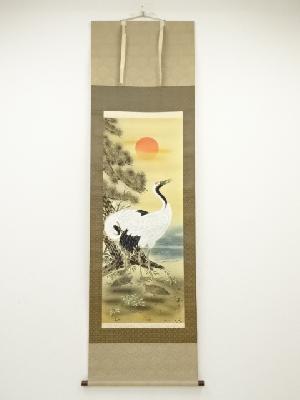 居伯筆　松竹梅鶴亀　肉筆絹本掛軸